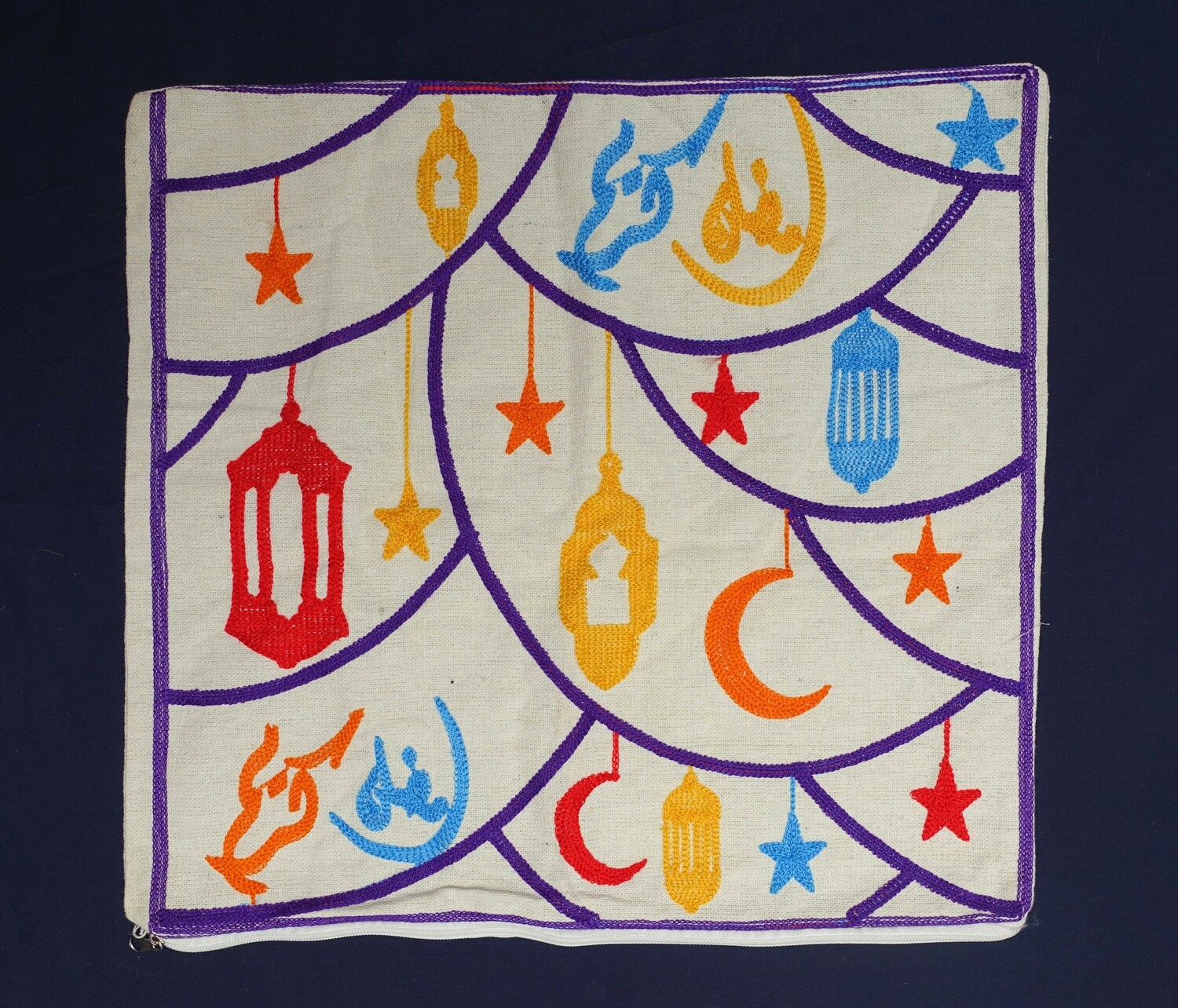 Fig. 4.  Cushion cover with machine embroidery bought in the week before Ramadan in a temporary Ramadan stall in Ahmed Maher Street in Cairo, 2025 (TRC 2025.1242).