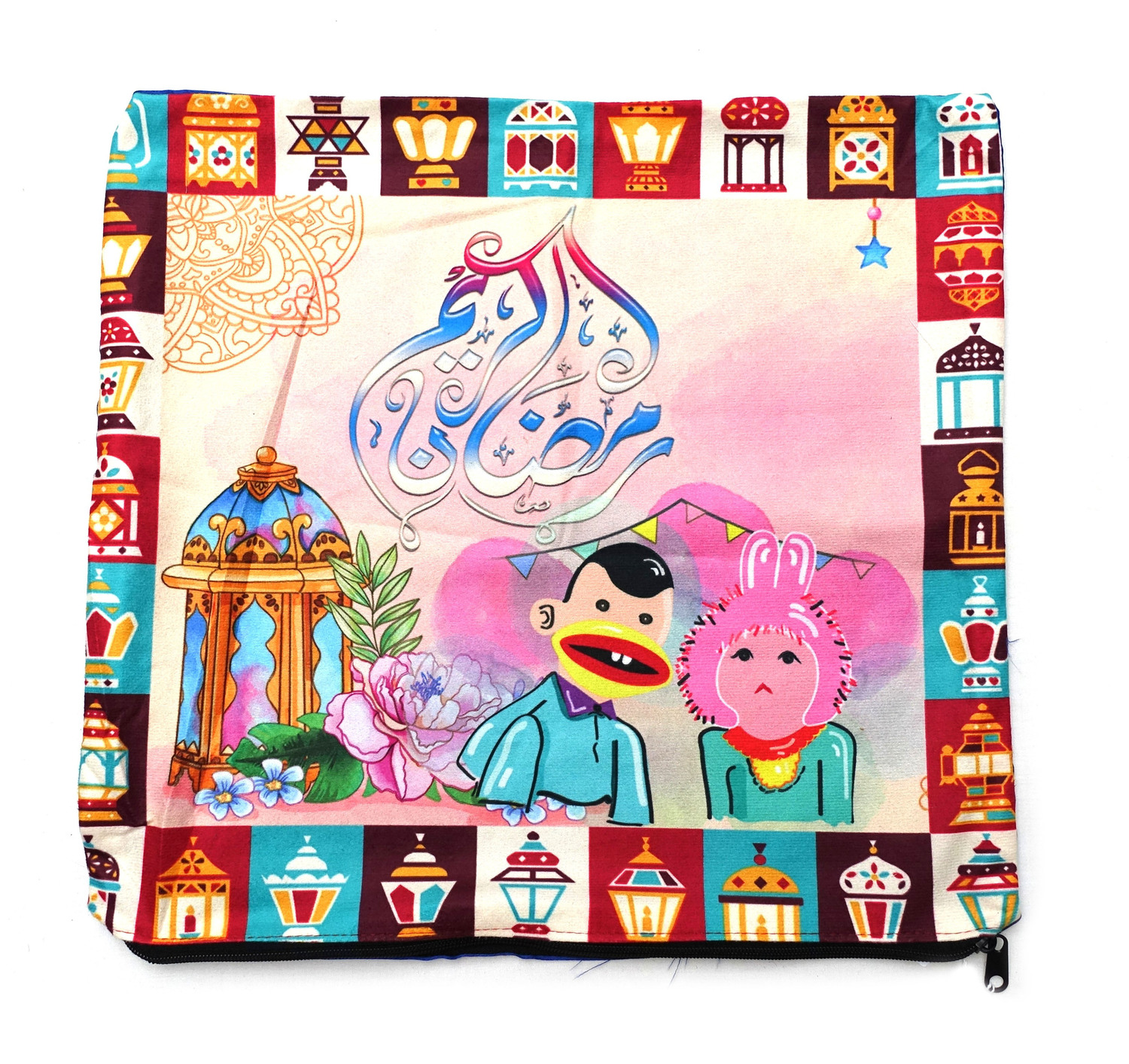 Fig. 5. Cushion cover (printed) bought in the weeks before Ramadan at the shop ‘Fatooh Sons’ in the Street of the Tentmakers in Cairo, 2025 (TRC 2025.1243).