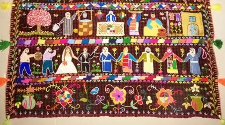 Detail of the charuga, with the bottom three bands.