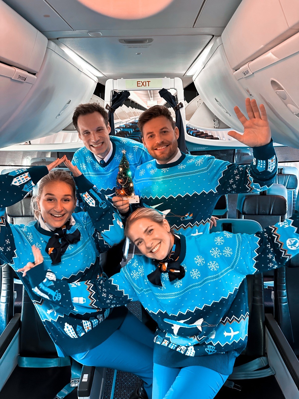 KLM crew with their Christmas jumpers