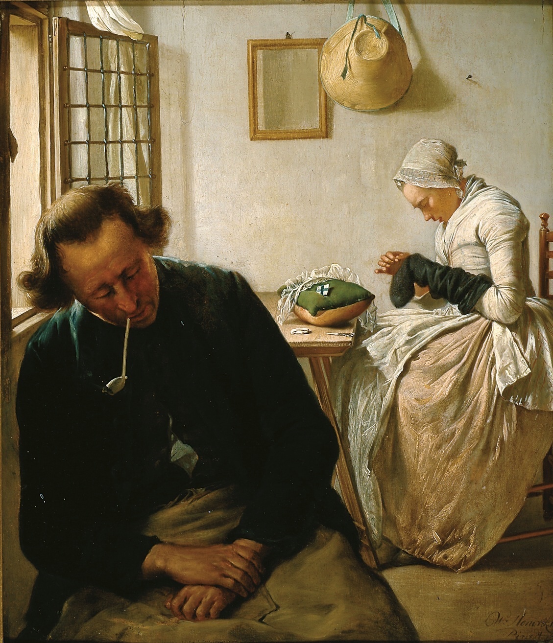Interior with a sleeping man and a woman darning socks, by Wybrand Hendriks, c. 1820. Courtesy Frans Hals Museum, Haarlem, the Netherlands.