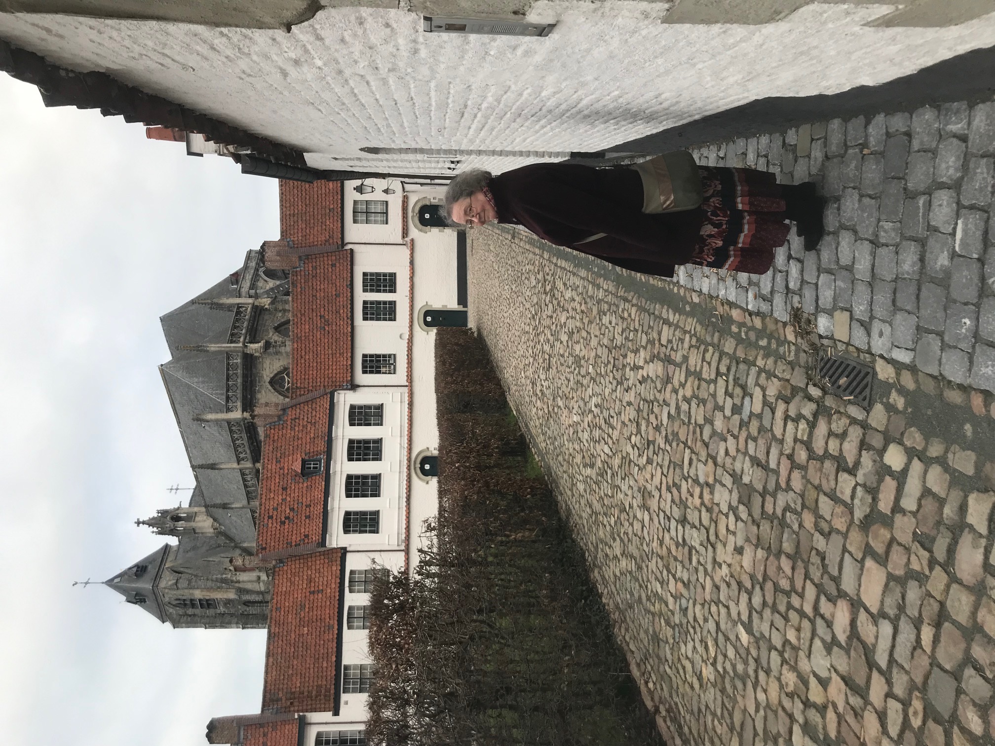 Author at the medieval 'begijnhof' in Kortrijk, where many women used to be engaged in textile production.