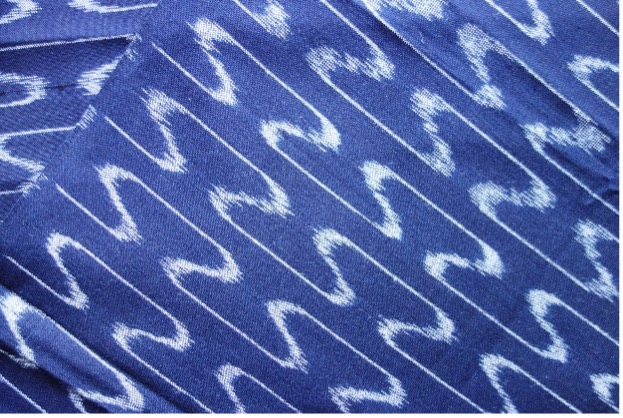 Fig. 9. Enlarged detail of indigo-dyed fabric, showing resist-dyeing technique. Japan, 21st century (TRC 2026.0314).