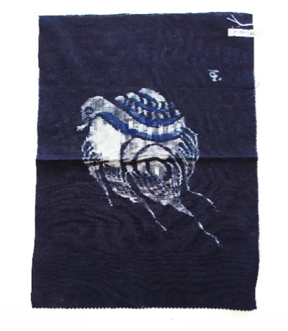 Fig. 8. Japanese indigo-dyed handkerchief with bird motif, 21st century (TRC 2026.0320).