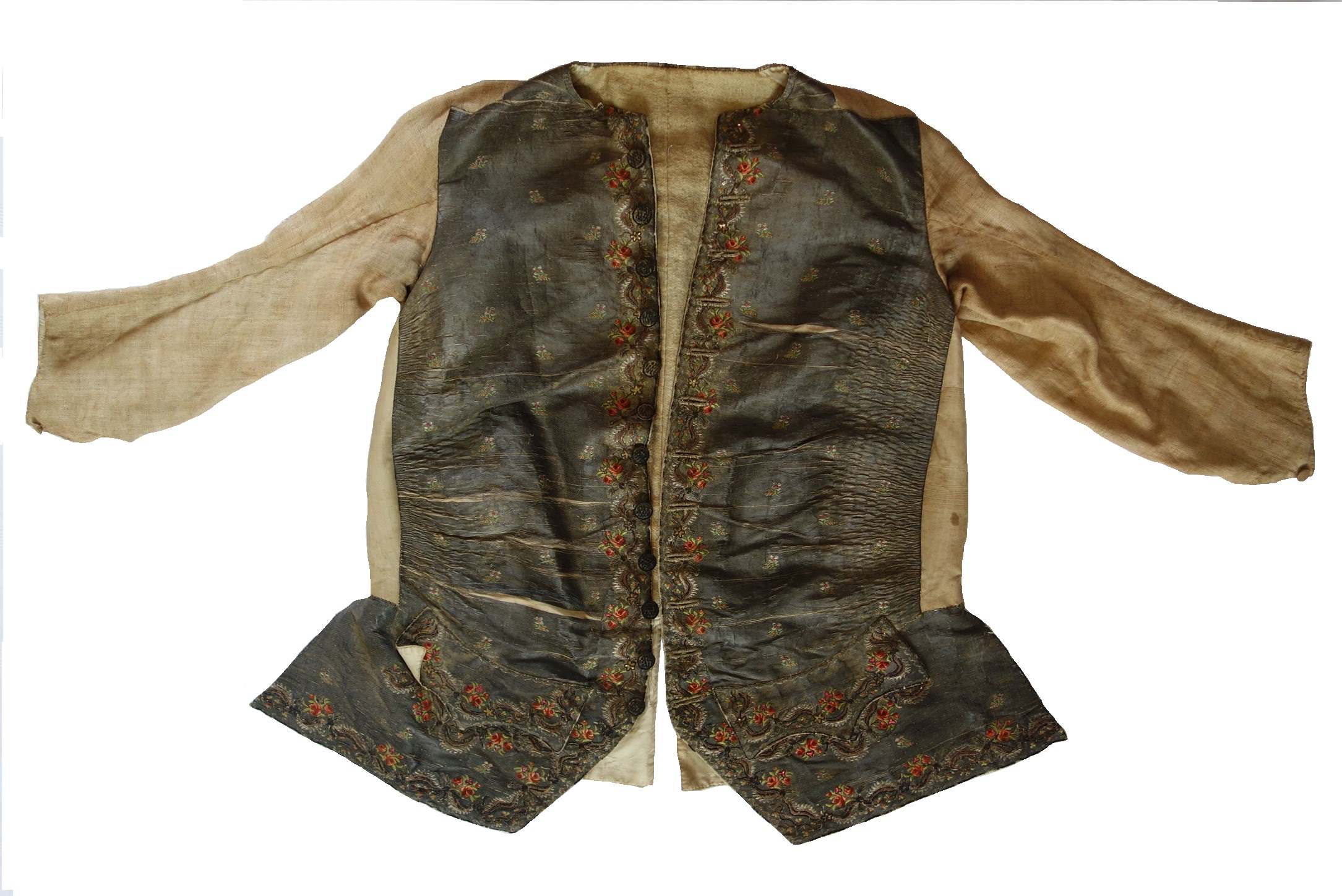 Front of mid 18th century man's waistcoat (TRC 2020.0879).