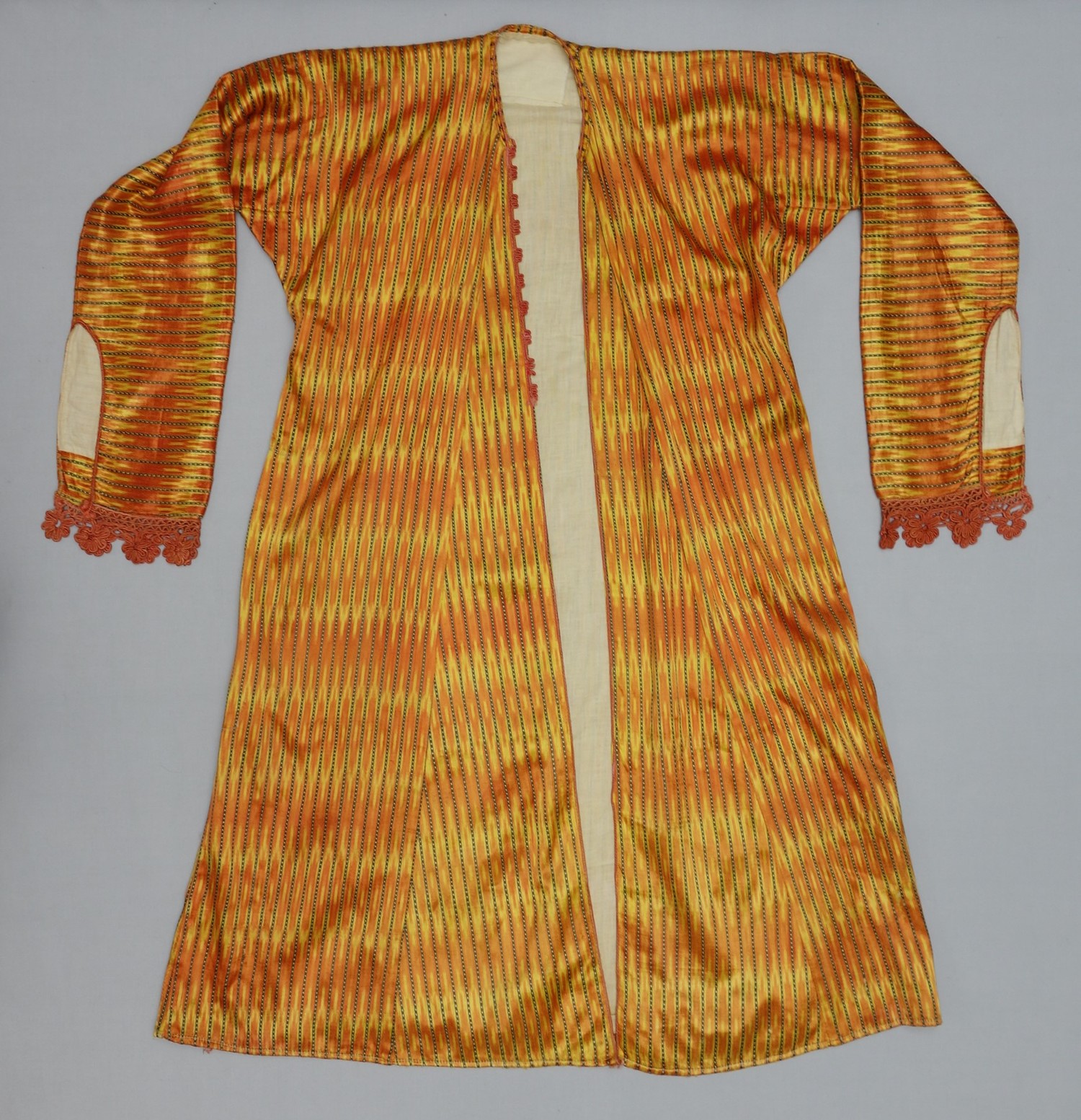 Woman's coat from Jordan, 1920's, made of ikat cloth (TRC 2005.0076).