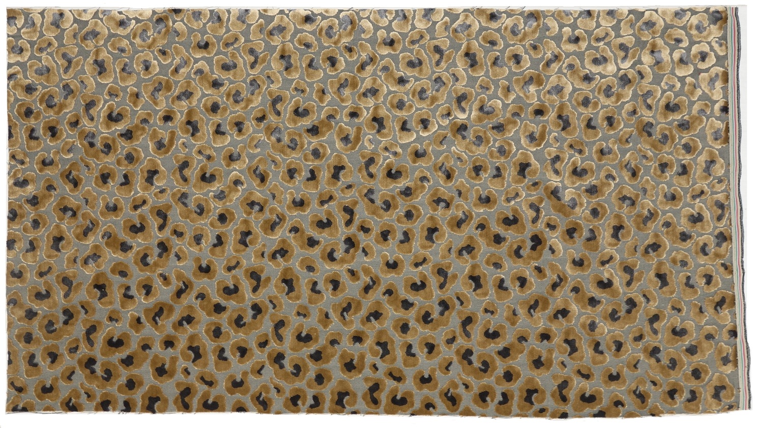Sample of voided velvet with a pile of different heights, together creating a leopard skin design. European, c. 2018 (TRC 2018.2509).