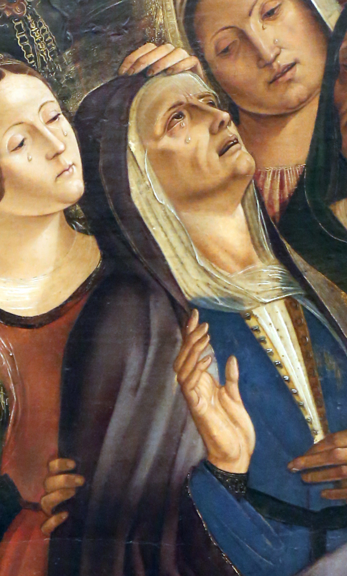 Crucifixion, by Francesco Bianchi, c. 1490-95. Palazzo dei Musei (Modena). Public domain.