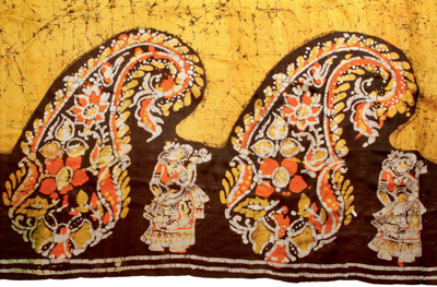 Detail of sari decorated using batik. TRC Collection. Photograph by Joost Kolkman.