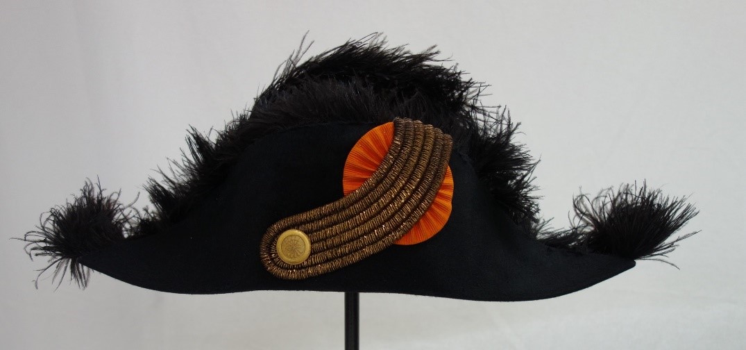 Bicorn hat that belongs to the parliamentary uniform of Laurens de Groot (TRC 2018.2133c).