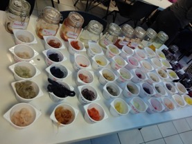 TRC Intensive Textile Course October 2019: Fibres dyed with a range of natural dyes and mordants. Photograph: Anna Novitzky.