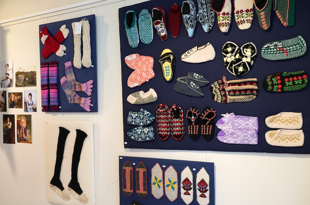 Unusual socks, Americaan stockings and Turkish slippers. Socks&Stockings exhibition, TRC, 2019. Photograph by Joost Kolkman.