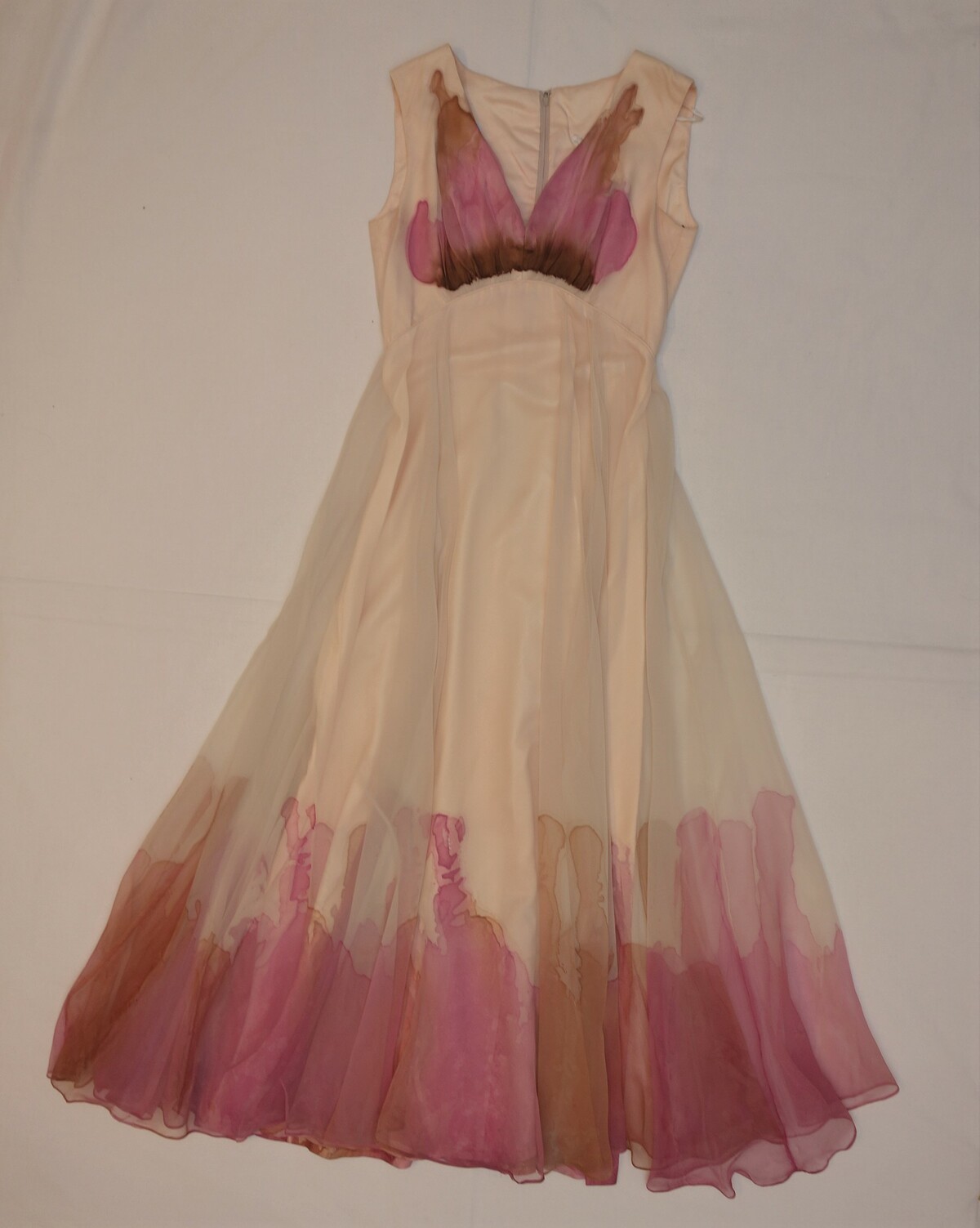 1970s chiffon dress from the House of Dan Lee Couture (TRC 2019.2803a).