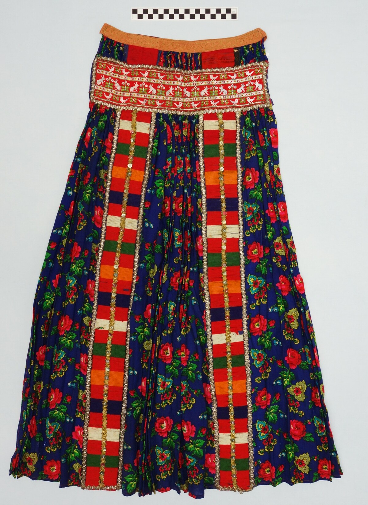 Detail of a woman's apron from Hungary, 1930's, decorated with beadwork.